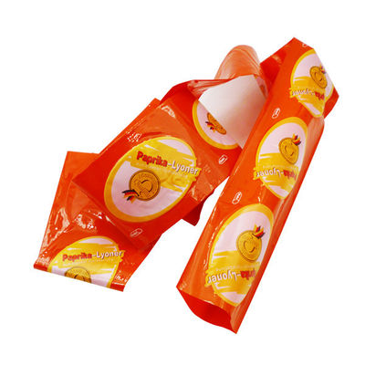 โลโก้ที่กำหนดเองพิมพ์ปลอกไส้กรอกพลาสติกโพลีอะไมด์ทำอาหารด้วยไอน้ำ