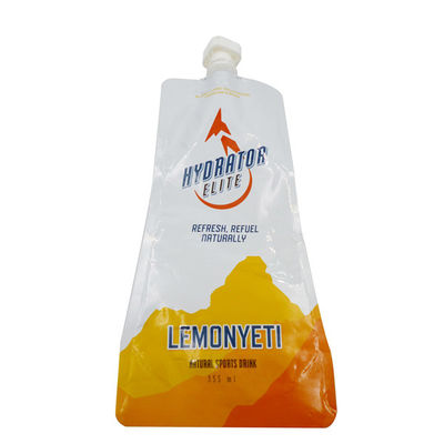 ยืนขึ้น 350ml เครื่องดื่ม Doypack ย่อยสลายได้ด้วยฟิล์มล้นซิลิกาเจล