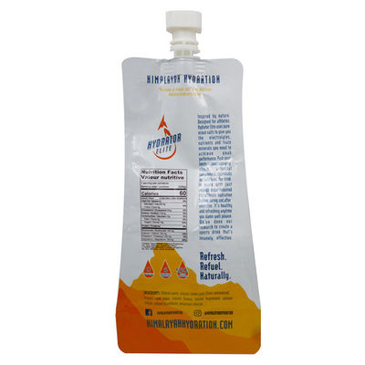 ยืนขึ้น 350ml เครื่องดื่ม Doypack ย่อยสลายได้ด้วยฟิล์มล้นซิลิกาเจล