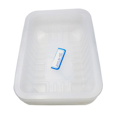 สี่เหลี่ยมผืนผ้า PP PET เนื้อสดถาดอาหารที่ใช้แล้วทิ้งความร้อนปิดผนึกสูง Barrier